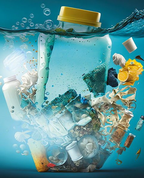 Abfall und Plastik unter Wasser. (Foto)
