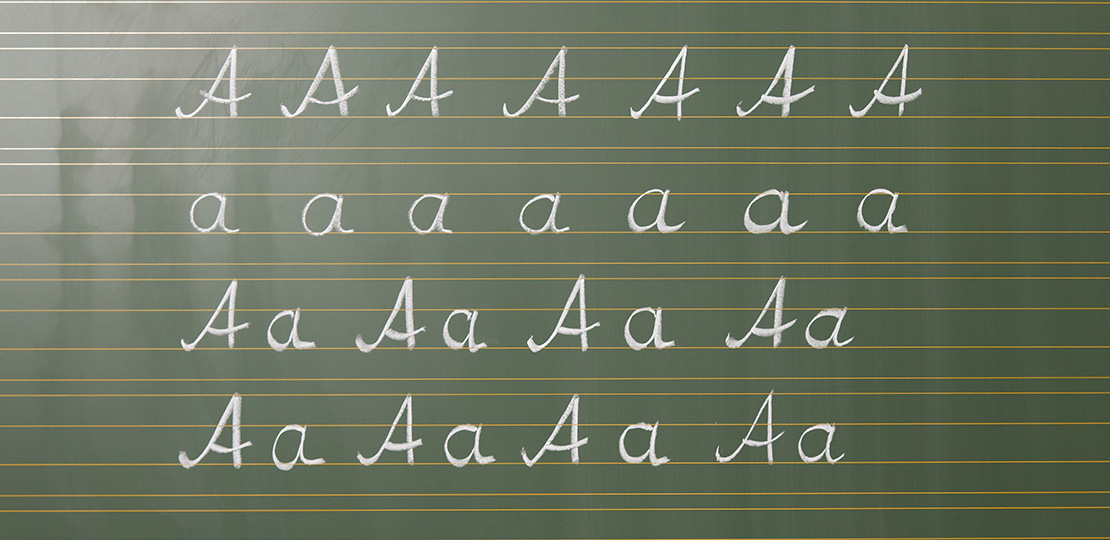 Blackboard with letters 